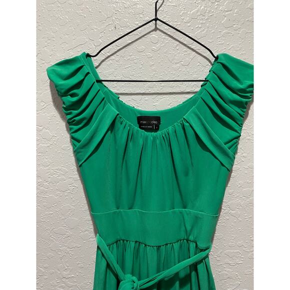 Max and Cleo Women's Green Y2K Jersey Knit Dress Sz 2 Party VTG - Picture 3 of 7